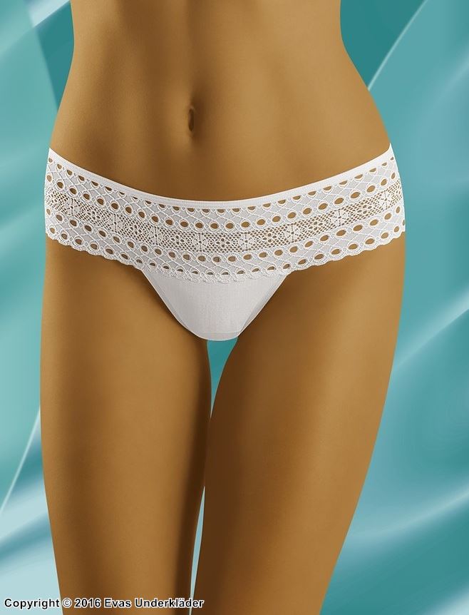 Cheeky panties, cotton, openwork lace
